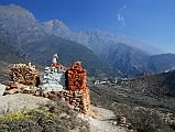 Mustang 02 04 Samar Entrance Chortens From the Chele La (3630m) it is an easy walk to Samar (3620m), a small village set in a grove of poplar trees with a commanding view down the valley.